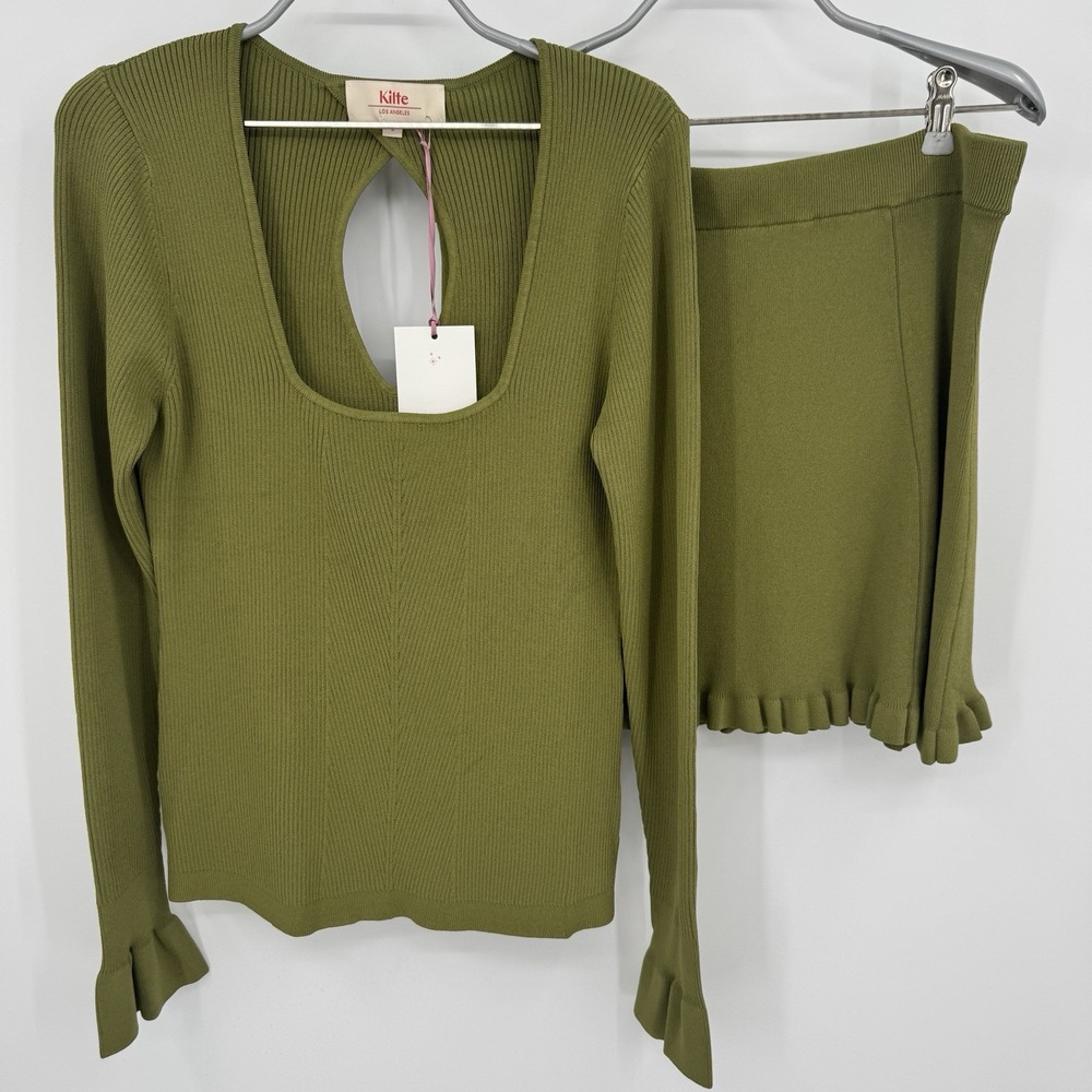 Kilte Collection Nelly Top & Raleigh Ruffle Skirt Set Eucalyptus Green 3 L/XL